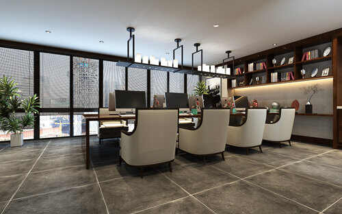 新中式办公室装饰设计效果图