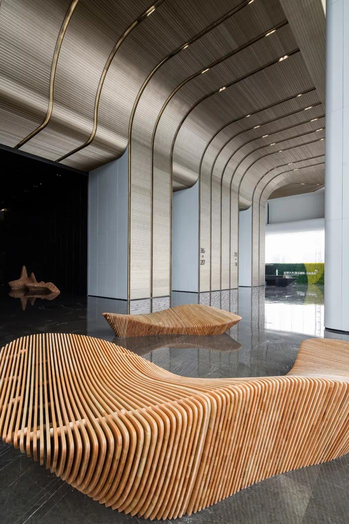 超有设计感的办公楼一楼大堂设计