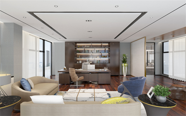 总经理办公室办公桌后背景墙设计